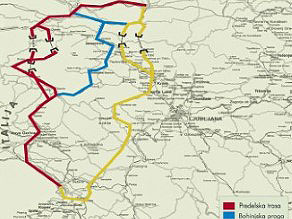 Planned routes for the second railway connection between Vienna and Trieste. Planned routes for the second railway connection between Vienna and Trieste.