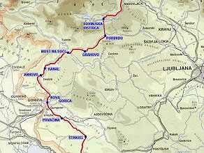The route selected for today's Bohinj Line. The route selected for today's Bohinj Line.