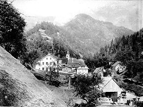 Podbrdo during construction of the new railway. Podbrdo during construction of the new railway.