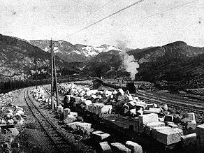 Gathering various building materials at the entrance of the Bohinj Tunnel. Gathering various building materials at the entrance of the Bohinj Tunnel.