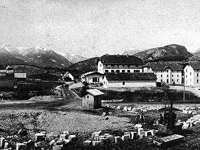 Administrative buildings of the Ceconi company in Bohinjska Bistrica. Administrative buildings of the Ceconi company in Bohinjska Bistrica.