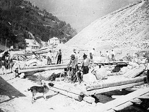 Material excavated from the Bohinj Tunnel was used to build the strong embankment at Podbrdo. Material excavated from the Bohinj Tunnel was used to build the strong embankment at Podbrdo.