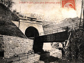 A postcard of the southern entrance of the Bohinj Tunnel, 1906. A postcard of the southern entrance of the Bohinj Tunnel, 1906.