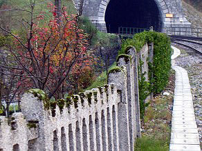 Italian concrete barrier at the exit from the Bohinj Tunnel at Podbrdo. Italian concrete barrier at the exit from the Bohinj Tunnel at Podbrdo.