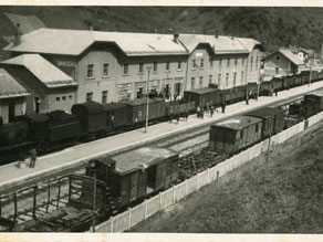 The Podbrdo railway station after the Second World War. The Podbrdo railway station after the Second World War.