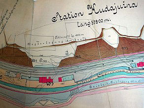 The plan for the 558-meter-long Hudajuzna railway station. The plan for the 558-meter-long Hudajuzna railway station.