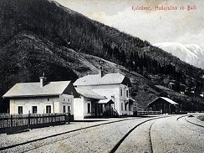 A postcard showing the Hudajuzna railway station after the line was opened. A postcard showing the Hudajuzna railway station after the line was opened.