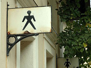 Passenger restrooms are located in a special building separated from the main station building. Passenger restrooms are located in a special building separated from the main station building.