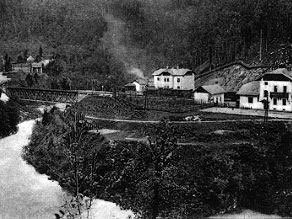 Part of the railway station with the iron bridge across the Baca River. Part of the railway station with the iron bridge across the Baca River.