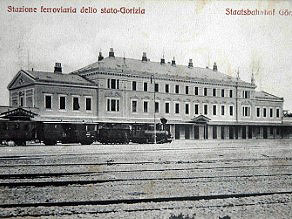 The front of the magnificent Secession building of the northern Gorizia railway station. The front of the magnificent Secession building of the northern Gorizia railway station.