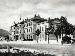 The front of the Gorizia railway station, 1914. The station is the oldest building in Nova Gorica today. The front of the Gorizia railway station, 1914. The station is the oldest building in Nova Gorica today.