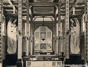 View of the interior of the church with a display case in the foreground. Geyling Family Archive, Tolmin Museum. View of the interior of the church with a display case in the foreground. Geyling Family Archive, Tolmin Museum.
