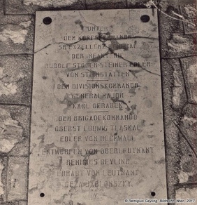 The panel at the entrance is engraved with the names of the church builders. Geyling Family Archive, Tolmin Museum. The panel at the entrance is engraved with the names of the church builders. Geyling Family Archive, Tolmin Museum.